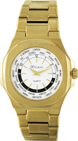Orologio 00 Tokio Da Polso Uomo World Time in Acciaio Inossidabile Oro Quadrante Tondo Bianco Analogico Orologio Casual Cassa Acciaio 44 Mm Moda/Uomo/Orologi/Orologi da polso Milano Fashion Watch - Marcianise, Commerciovirtuoso.it