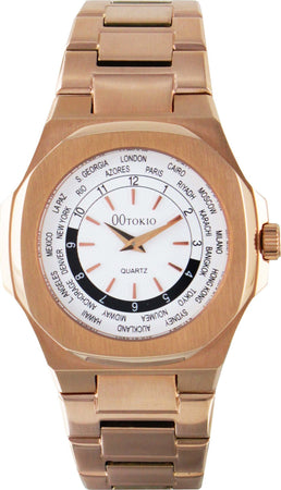 Orologio 00 Tokio World Time Da Uomo Orologio Da Polso in Acciaio Inossidabile Oro Rosa Quadrante Tondo Bianco Orologio Casual Analogico Moda/Uomo/Orologi/Orologi da polso Milano Fashion Watch - Marcianise, Commerciovirtuoso.it
