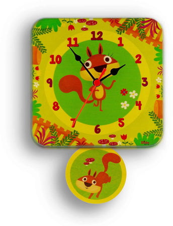 Orologio A Pendolo - Scoiattoli Da Parete Cameretta Bambini Dida