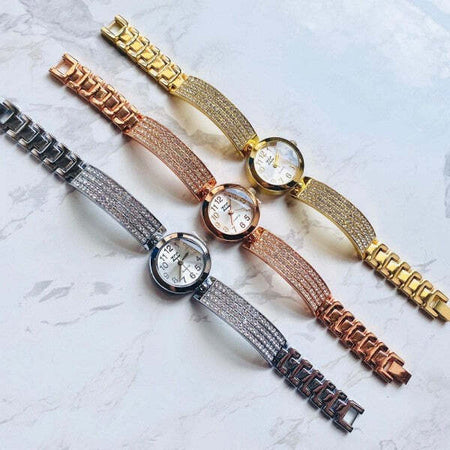 Orologio-Bracciale-Polso-Donna-Zcc-Quarzo-Acciaio-Brillantini-Classico-Moderno