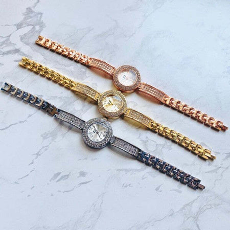 Orologio-Bracciale-Zcc-Polso-Donna-Acciaio-Quarzo-Brillantini-Moderno-Classico