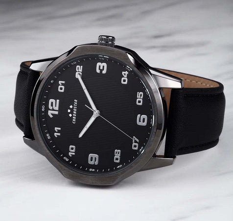 Orologio-CHRONOSTAR-uomo-Brave-tempo-pelle-nero
