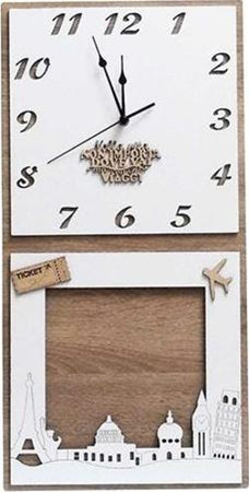 Orologio con portafoto in legno mdf decorato. Personalizzabile. Misure cm. 30 x 60 h. Casa e cucina/Decorazioni per interni/Orologi/Orologi da parete MagiediNatale.it - Altamura, Commerciovirtuoso.it