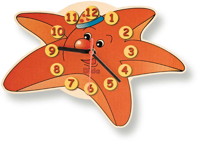 Orologio Da Parete - Stella Marina Da Appendere in Legno Cameretta Bambini Dida