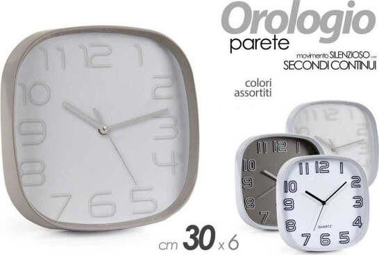 Orologio-Da-Parete-Quadrato-30x6-Cm-Elegante-Silenzioso-Colori-Assortiti-684104