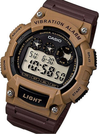 Orologio-Da-Polso-Casio-W-735h-5avd-Digitale-Uomo-Sportivo-Cronograf-Marrone