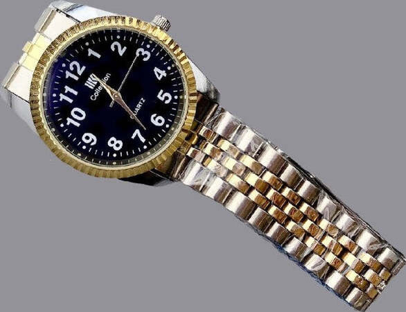 Orologio-Da-Polso-Ik-Collection-Uomo-Analogico-Quarzo-Dorato-Silver-Fondo-Nero