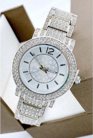 Orologio-Da-Polso-Sousou-6422-Analogico-Quarzo-Brillantini-Silver-Fondo-Bianco