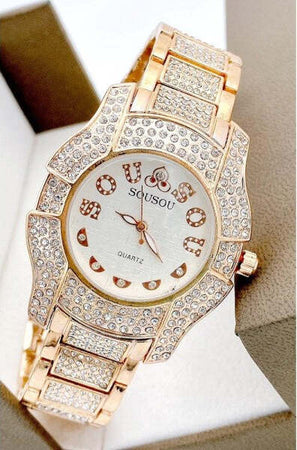 Orologio-Da-Polso-Sousou-S6011-Quarzo-Moda-Brillantini-Acciaio-Rosa-Fondo-Silver