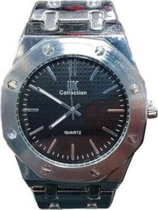 Orologio-Da-Polso-Uomo-Analogico-Ik-Collection-Al-Quarzo-Silver-Quadrante-Nero