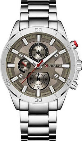 Orologio-Da-Polso-Uomo-Curren-8275-Sportivo-Analogico-Cinturino-Acciaio-Silver