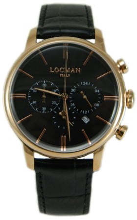 Locman 1960 orologio cronografo classico nero cassa rosè