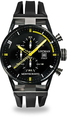 Locman Montecristo orologio cronografo al quarzo nero giallo