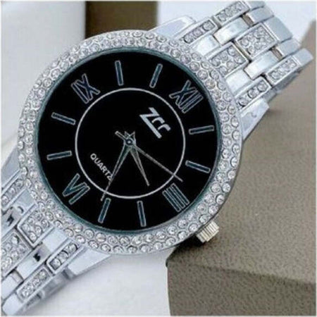 Orologio-Da-Polso-Zcc-13-Donna-Moda-Quarzo-Acciaio-Brillantini-Silver-Fondo-Nero