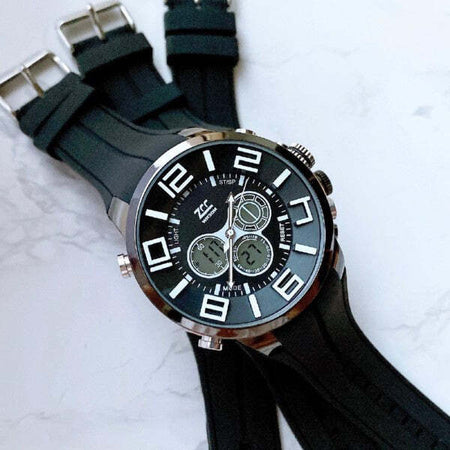Orologio-Da-Polso-Zcc-Dual-Time-Analogico-Digitale-Da-Uomo-Sveglia-Sport-Nero