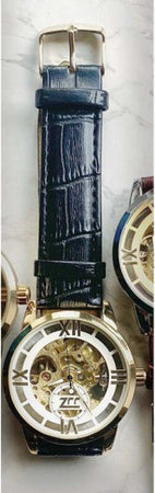 Orologio-Da-Polso-Zcc-Romani-Uomo-Automatico-Cinturino-Pelle-Casual-Nero-Bianco