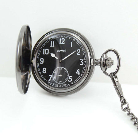 Orologio da tasca carica manuale Lowell placcato nero canna di fucile