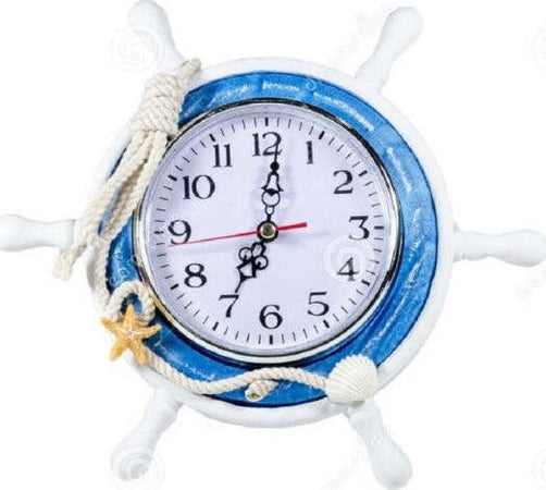 Orologio-Da-Tavolo-In-Legno-A-Forma-Di-Timone-Barca-Arredamento-Nautica-Design