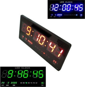 Orologio-Digitale-Da-Parete-A-Muro-Led-Blu-Rosso-Verde-Datario-Temperatura-Data