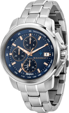 Orologio-MASERATI-uomo-Successo-Solar-cronografo-acciaio-/-blu
