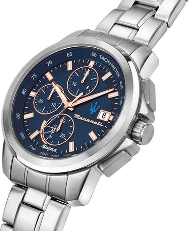 Orologio-MASERATI-uomo-Successo-Solar-cronografo-acciaio-/-blu