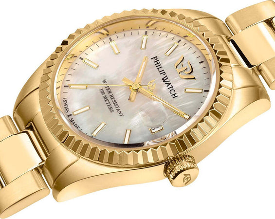 Orologio-PHILIP-WATCH-donna-Caribe-datario-acciaio-dorato-/-mop