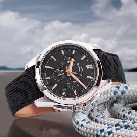 Orologio-PHILIP-WATCH-uomo-Amalfi-cronografo-pelle-nero