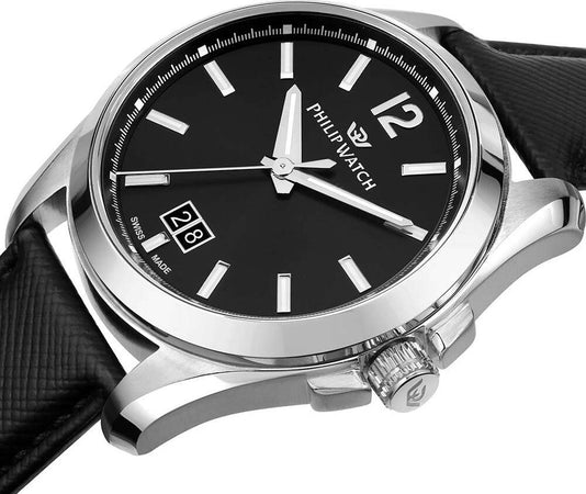 Orologio-PHILIP-WATCH-uomo-Amalfi-datario-pelle-nero