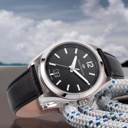 Orologio-PHILIP-WATCH-uomo-Amalfi-datario-pelle-nero