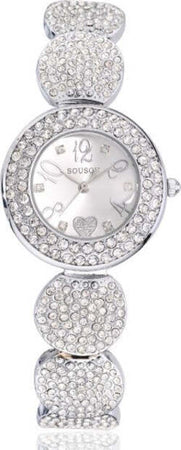 Orologio-Polso-Donna-Sousou-S6097-Cuore-Brillantini-Movimento-Al-Quarzo-Silver