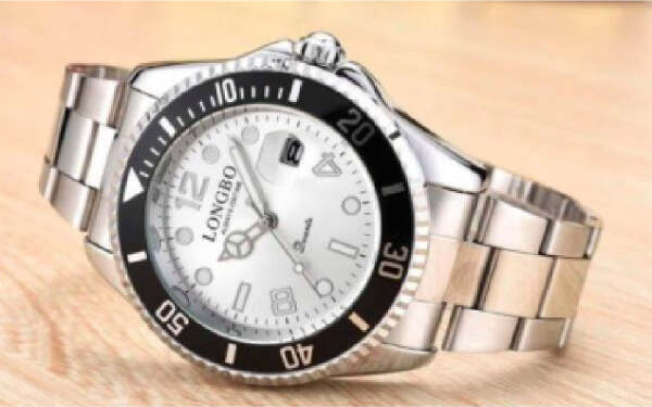 Orologio-Polso-Longbo-80430g-Uomo-Quarzo-Impermeabile-Data-Elegante-Silver-Nero