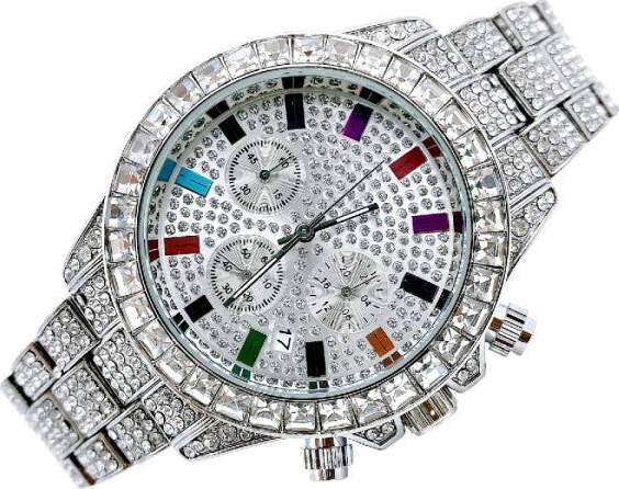 Orologio-Polso-Uomo-Donna-Quarzo-Acciaio-Data-Diamond-Strass-Brillantini-Silver