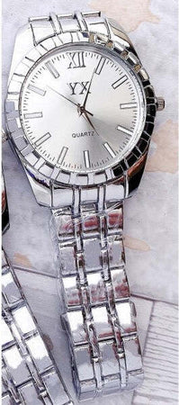 Orologio-Polso-Yx-Uomo-Classico-Elegante-Analogico-Quarzo-Silver-Quadrante-Silver