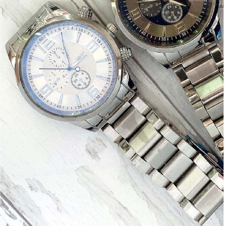 Orologio-Polso-Zcc-Uomo-Analogico-Acciaio-Moderno-Crono-Silver-Quadrante-Bianco