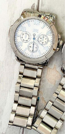 Orologio-Polso-Zcc-Uomo-Analogico-Crono-Calendario-Acciaio-Silver-Fondo-Bianco