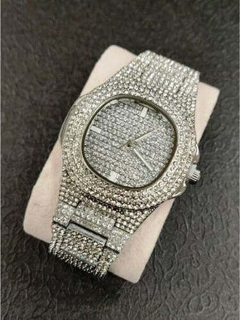 Orologio-Polso-Zcc-Uomo-Donna-Quarzo-Acciaio-Moda-Brillantini-Silver