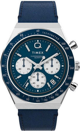 Orologio-TIMEX-Q-uomo-mod.-Diver-Crono-pelle-blu