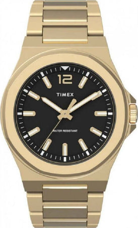 Orologio-TIMEX-uomo-Essex-solo-tempo-acciaio-dorato-/-nero