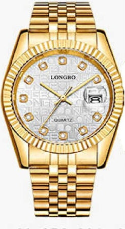 Orologio-Uomo-Donna-Longbo-80435-In-Acciaio-Con-Strass-Impermeabile-Dorato-Bianco