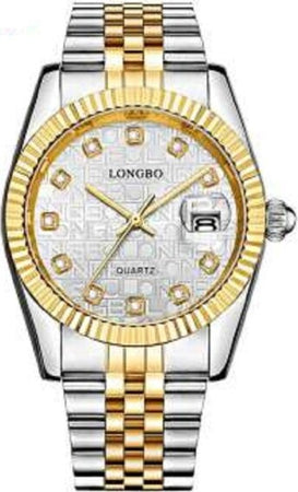 Orologio-Uomo-Donna-Longbo-80435-In-Acciaio-Con-Strass-Impermeabile-Silver-Oro