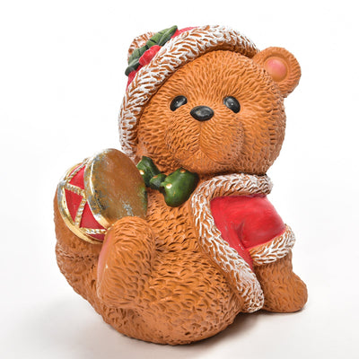 Orso natalizio in poliresina per decorazione natalizia