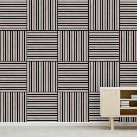 JANGAL Parete acustica a pannelli Modulabile LAMELLI 52x52cm rivestiti vero ROVERE mod. OULANKA OAK - Eternal Parquet