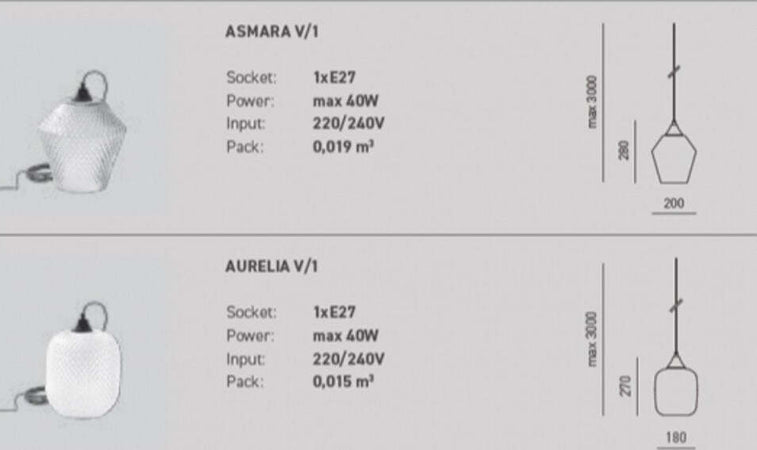 OUTLET-Lampadario-Gea-Luce-ASMARA-AURELIA-E27-LED-metallo-vetro-sospensione