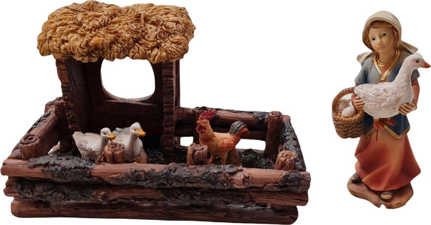 Ovile con 2 papere e un gallo con massaia decorazione per presepe 2 pezzi Casa e cucina/Decorazioni per interni/Addobbi e decorazioni per ricorrenze/Decorazioni natalizie/Presepi/Statuine e fondali per il presepe MagiediNatale.it - Altamura, Commerciovirtuoso.it