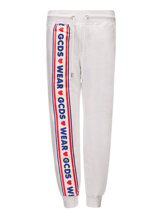 GCDS Pantalone Tuta Bianco con Logo da donna