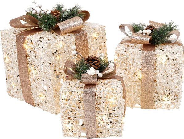 Pacchi regalo con led, pigne e aghi di pino per decorazioni natalizie set da 3 Casa e cucina/Decorazioni per interni/Addobbi e decorazioni per ricorrenze/Decorazioni natalizie/Luci natalizie/Catene luminose per esterni MagiediNatale.it - Altamura, Commerciovirtuoso.it