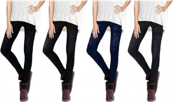 Pack-4-Leggings-Fantasia-Nordica-Testurizzata-Con-Interno-Felpato-Taglia-Unica