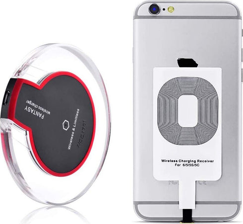 Pad di ricarica wireless + ricevitore compatibile con i Phone 8 7/7 Plus 6s / 6s Plus / 6/5 / 5s / 5c, Galaxy Galaxy S7 / S7 Edge, S8 / S8 Plus, S6 / S6 Edge Plus/S6 Edge