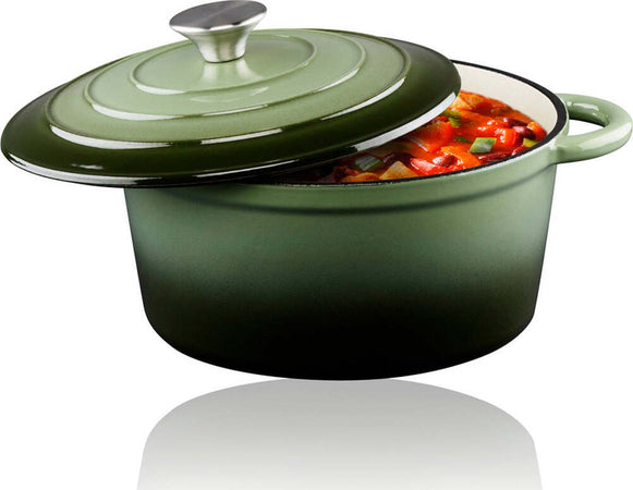 Padella-in-Ghisa-con-Coperchio-Casseruola-24-cm-Verde-Adatto-a-Tutti-i-Fornelli