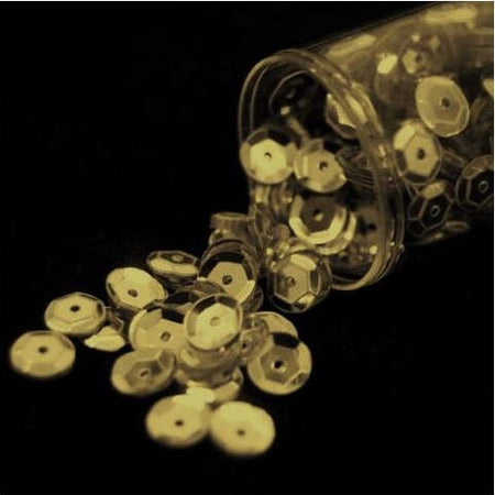 Paillettes-Cup-6-mm-Foro-centrale-tubo-9G-colore-2910-Oro-Antico